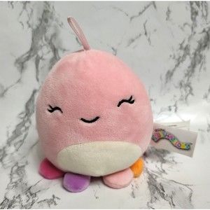 Squishmallows Jeanne Pink & Rainbow Octopus 4" Mini Plush Toy Ornament Hanger
